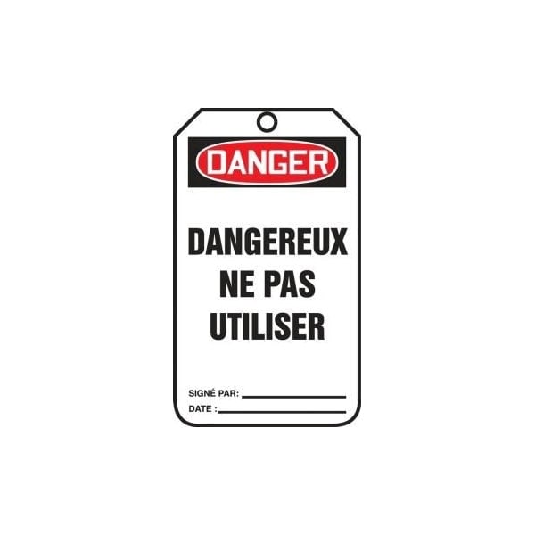Accuform French Safety Tags, DANGER DANGEREUX NE PAS UTILISER, 5.75in x 3.25in, PF-Cardstock, 25PK TCF024CTP - main